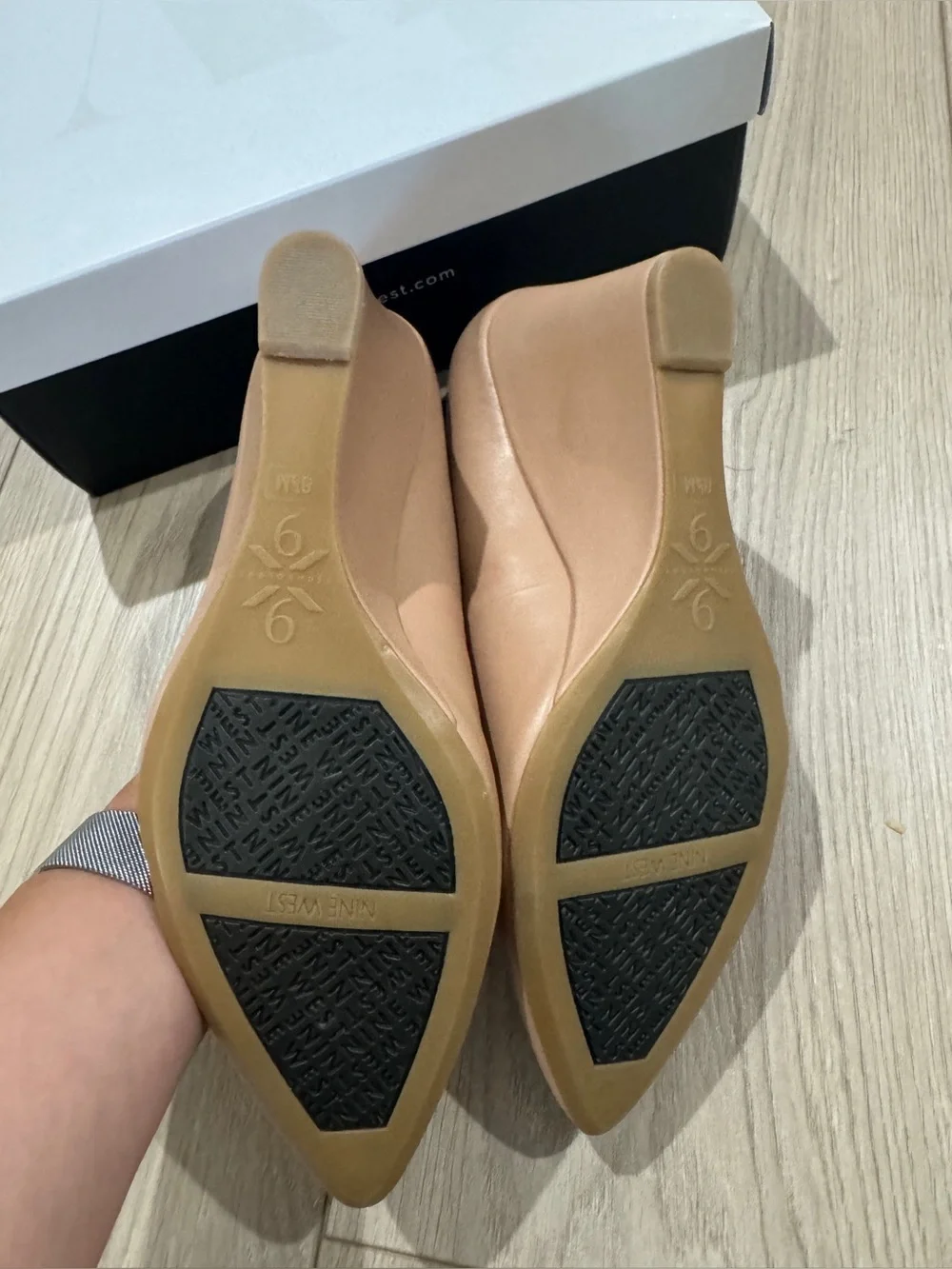 NEW Nine West Cal Tan Leather Wedge Heels, Size 8.5